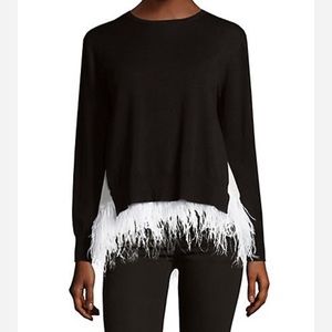 Black Feather Trim Sweater